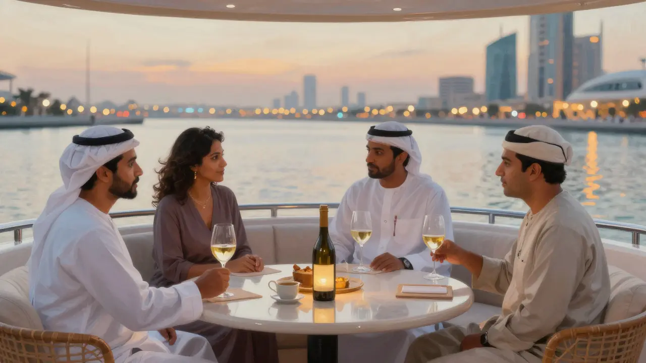 Sophisticated dining event on a luxury yacht